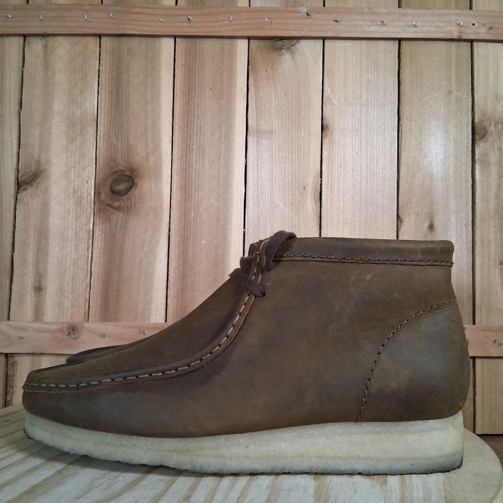 Clarks Originals Wallabee Boots Mens 10.5 Brown‎ Leather Crepe Sole Ankle Casual